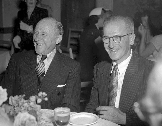 Bert Oldfield and Harold Larwood in 1954