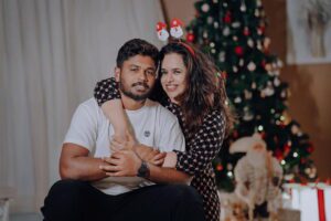 Charulatha and Sanju Samson for Christmas