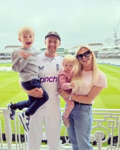 Joe Root with his wife and children