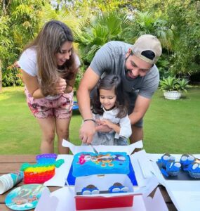 Ritika and Rohit on their daughter's 3rd birthday
