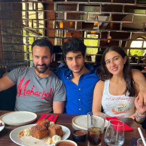 Sara Ali Khan with her father and brother