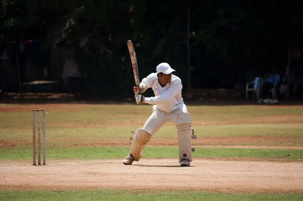 Cricket Batter Getting Ready To Swing
